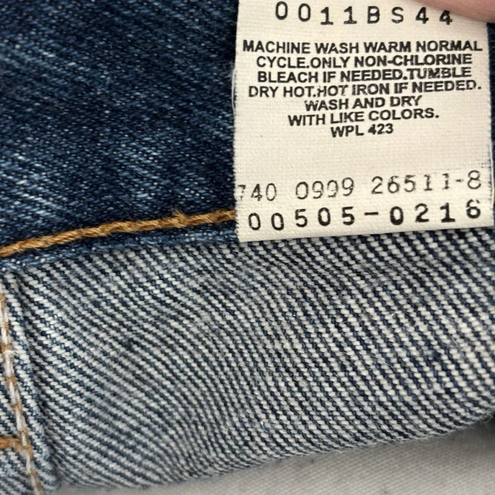 Levi's 505 Regular Fit Blue Jeans Mens 36x33 Straight Leg Dark Wash Denim